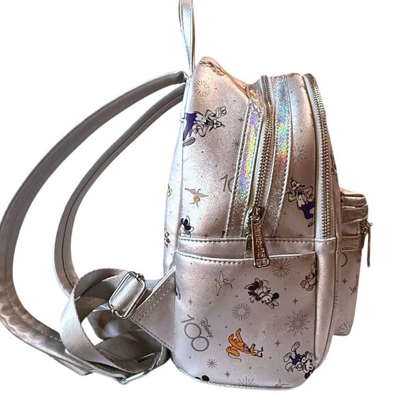 Loungefly Disney100 Anniversary Mickey & Friends Silver Opalescent Mini Backpack main image 5